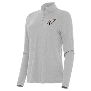 Arizona cardinals antigua womens brushed carbon bright quarter zip pullover top – heather gray Cardinal