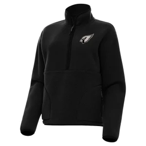 Arizona cardinals antigua womens brushed carbon figure half zip pullover sweatshirt – black Cardinal