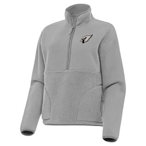 Arizona cardinals antigua womens brushed carbon figure half zip pullover sweatshirt – gray Cardinal
