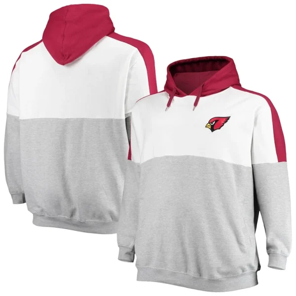 Arizona cardinals big tall team logo pullover hoodie Cardinalheathered gray