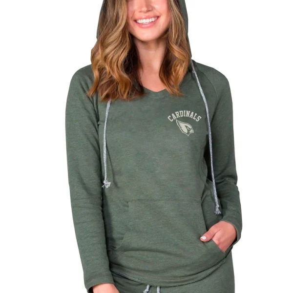 Arizona cardinals concepts sport womens mainstream terry tri blend v neck pullover hoodie Green