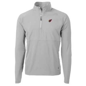 Arizona cardinals cutter buck adapt eco knit hybrid recycled quarter zip raglan jacket Gray