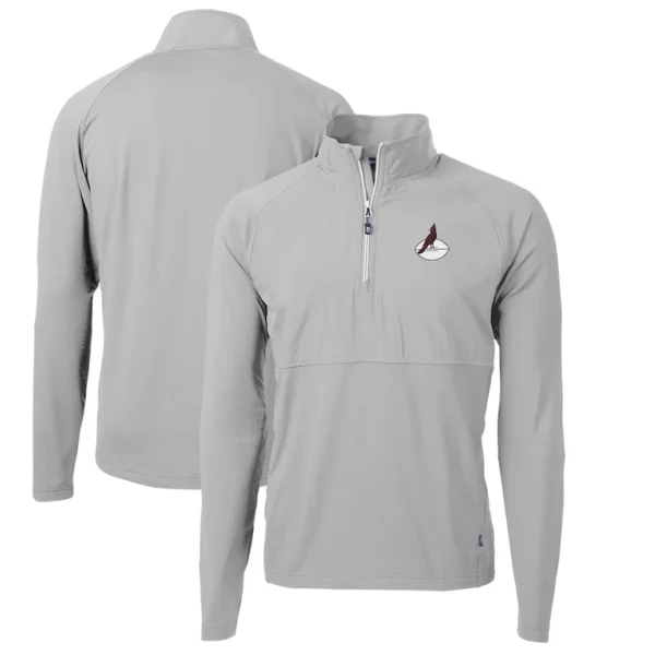 Arizona cardinals cutter buck adapt eco knit hybrid recycled quarter zip throwback pullover top Gray