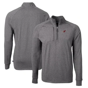 Arizona cardinals cutter buck adapt eco knit quarter zip pullover top Heather black