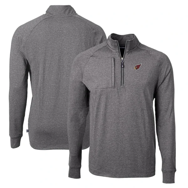 Arizona cardinals cutter buck adapt eco knit quarter zip pullover top Heather black