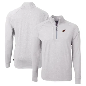 Arizona cardinals cutter buck adapt eco knit quarter zip pullover top Heather gray