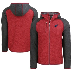 Arizona cardinals cutter buck americana mainsail full zip hooded jacket Heather cardinalheather charcoal