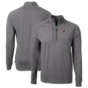Arizona cardinals cutter buck big tall adapt eco knit quarter zip pullover top Heather black