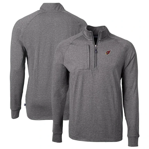Arizona cardinals cutter buck big tall adapt eco knit quarter zip pullover top Heather black