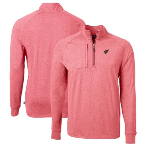 Arizona cardinals cutter buck big tall adapt eco knit quarter zip pullover top Heather red