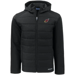 Arizona cardinals cutter buck big tall evoke hybrid eco softshell recycled full zip hooded jacket Black 2XB