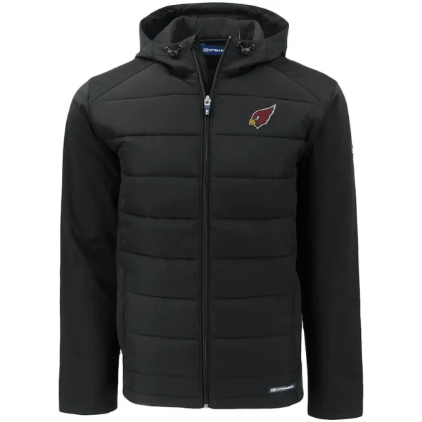 Arizona cardinals cutter buck big tall evoke hybrid eco softshell recycled full zip hooded jacket Black 2XB