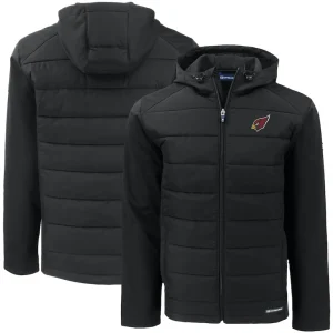 Arizona cardinals cutter buck big tall evoke hybrid eco softshell recycled full zip hooded jacket Black