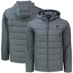 Arizona cardinals cutter buck big tall evoke hybrid eco softshell recycled full zip hooded jacket Gray