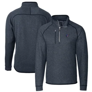 Arizona cardinals cutter buck big tall mainsail sweater knit half zip pullover jacket Heathered navy