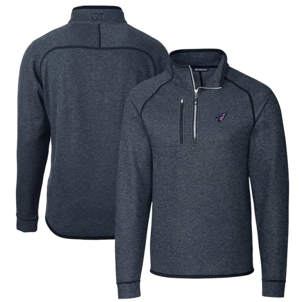 Arizona cardinals cutter buck big tall mainsail sweater knit half zip pullover jacket Heathered navy
