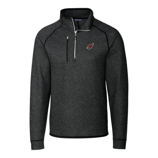 Arizona cardinals cutter buck big tall mainsail sweater knit raglan half zip jacket Heather charcoal 2XB
