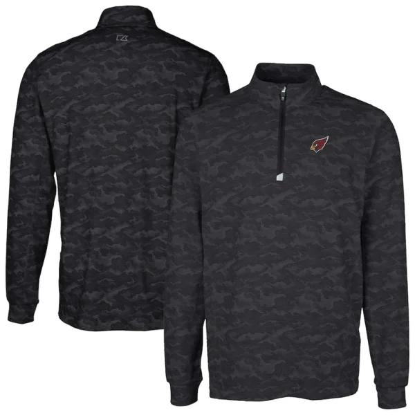 Arizona cardinals cutter buck big tall traverse eco camo tri blend drytec quarter zip jacket Black