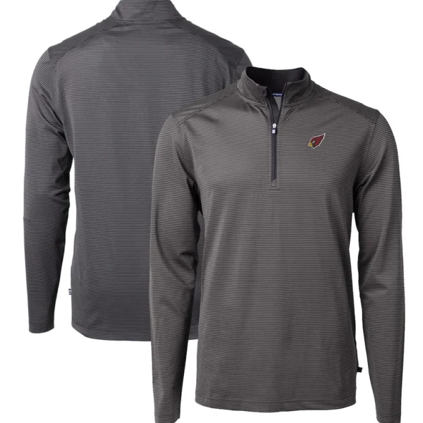 Arizona cardinals cutter buck big tall virtue eco pique micro stripe tri blend quarter zip jacket Black