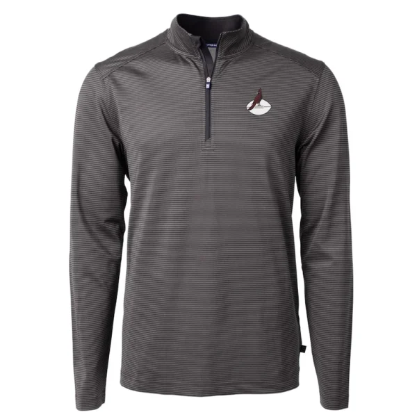 Arizona cardinals cutter buck big tall virtue eco pique micro stripe tri blend quarter zip jacket Black 2XB