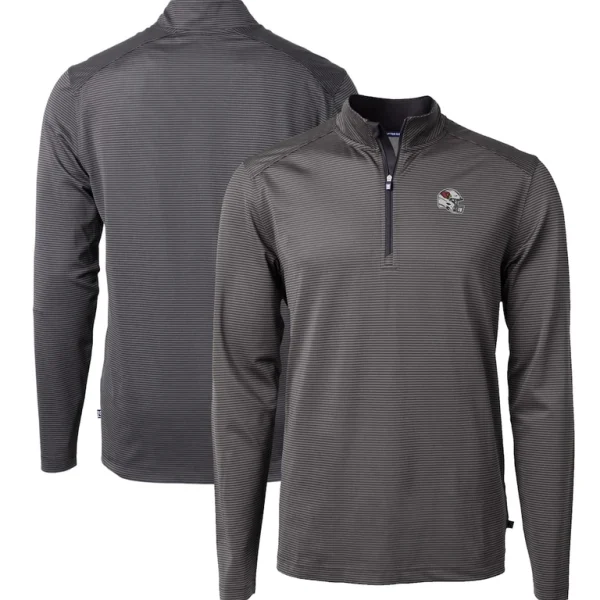 Arizona cardinals cutter buck big tall virtue eco pique micro stripe tri blend quarter zip jacket Black