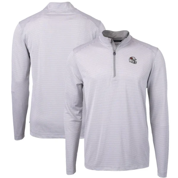 Arizona cardinals cutter buck big tall virtue eco pique micro stripe tri blend quarter zip jacket Gray