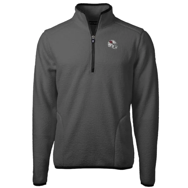 Arizona cardinals cutter buck helmet cascade eco sherpa fleece quarter zip pullover jacket Grayblack M