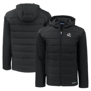 Arizona cardinals cutter buck helmet evoke hybrid eco softshell recycled full zip hoodie jacket Black