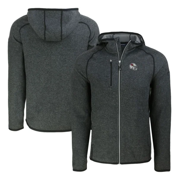 Arizona cardinals cutter buck helmet mainsail sweater knit full zip hoodie Heather charcoal