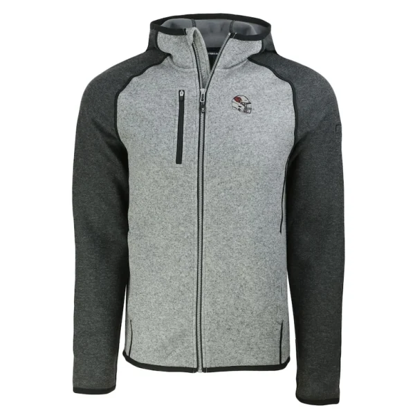 Arizona cardinals cutter buck helmet mainsail sweater knit full zip hoodie Heather grayheather charcoal M