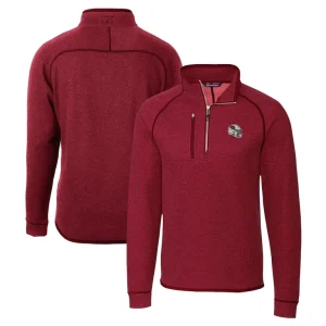Arizona cardinals cutter buck helmet mainsail sweater knit half zip pullover jacket Red