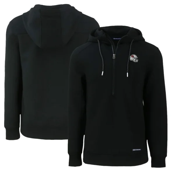 Arizona cardinals cutter buck helmet roam eco half zip recycled pullover hoodie Black