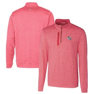 Arizona cardinals cutter buck helmet stealth heathered quarter zip pullover top Red