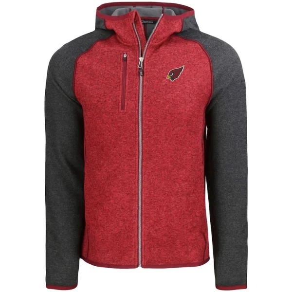 Arizona cardinals cutter buck mainsail full zip hooded jacket Heather cardinal M