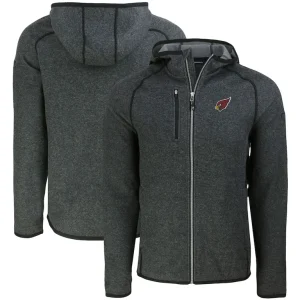 Arizona cardinals cutter buck mainsail full zip hooded jacket Heather charcoal