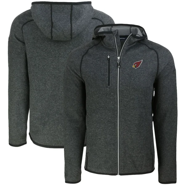 Arizona cardinals cutter buck mainsail full zip hooded jacket Heather charcoal