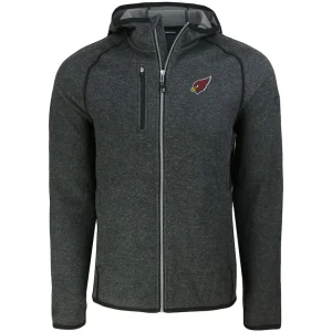 Arizona cardinals cutter buck mainsail full zip hooded jacket Heather charcoal M