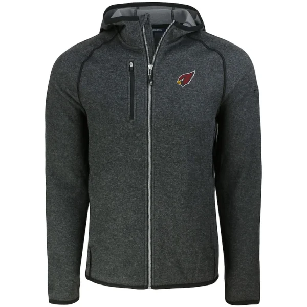 Arizona cardinals cutter buck mainsail full zip hooded jacket Heather charcoal M