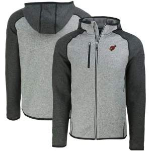 Arizona cardinals cutter buck mainsail full zip hooded jacket Heather gray