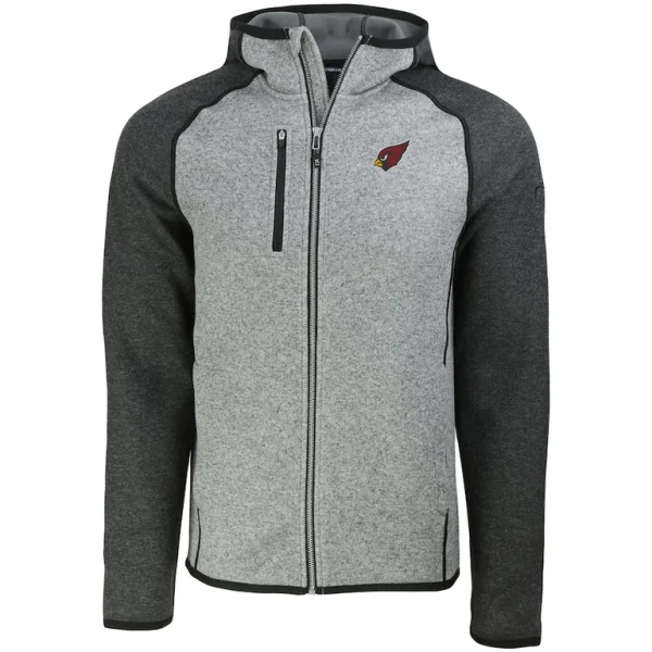 Arizona cardinals cutter buck mainsail full zip hooded jacket Heather gray M