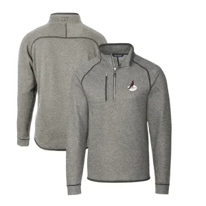 Arizona cardinals cutter buck mainsail sweater knit big tall half zip pullover jacket Heather gray