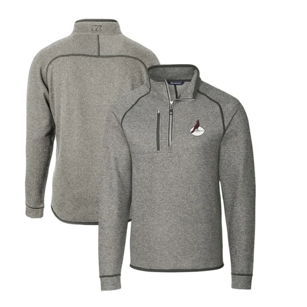 Arizona cardinals cutter buck mainsail sweater knit big tall half zip pullover jacket Heather gray