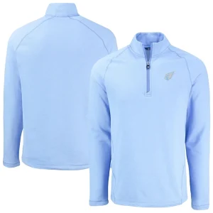Arizona cardinals cutter buck peshastin eco fleece recycled raglan quarter zip top Powder blue