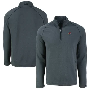 Arizona cardinals cutter buck peshastin eco fleece tri blend raglan recycled quarter zip jacket Heather black