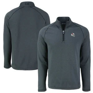 Arizona cardinals cutter buck peshastin eco fleece tri blend raglan recycled quarter zip jacket Heather black
