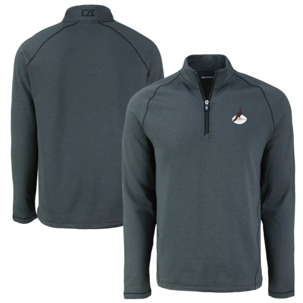 Arizona cardinals cutter buck peshastin eco fleece tri blend raglan recycled quarter zip jacket Heather black