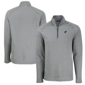Arizona cardinals cutter buck peshastin eco fleece tri blend raglan recycled quarter zip jacket Heather gray