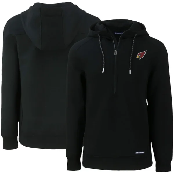 Arizona cardinals cutter buck primary mark roam eco recycled half zip pullover hoodie Black