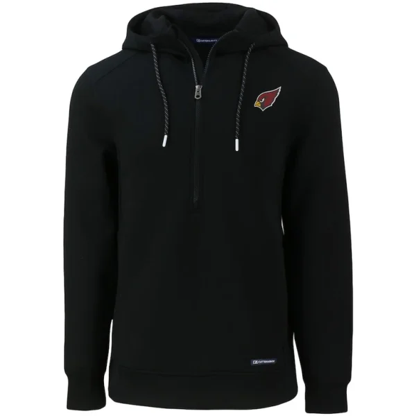 Arizona cardinals cutter buck primary mark roam eco recycled half zip pullover hoodie Black M
