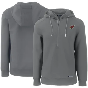 Arizona cardinals cutter buck primary mark roam eco recycled half zip pullover hoodie Gray